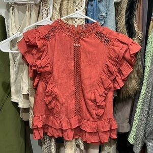 Indikah Flutter Sleeve Zip Back Crop Top Large